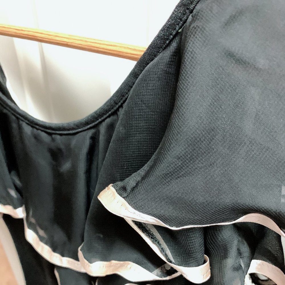 Black Ruffle Collar Mini Dress - Picture 3 of 3